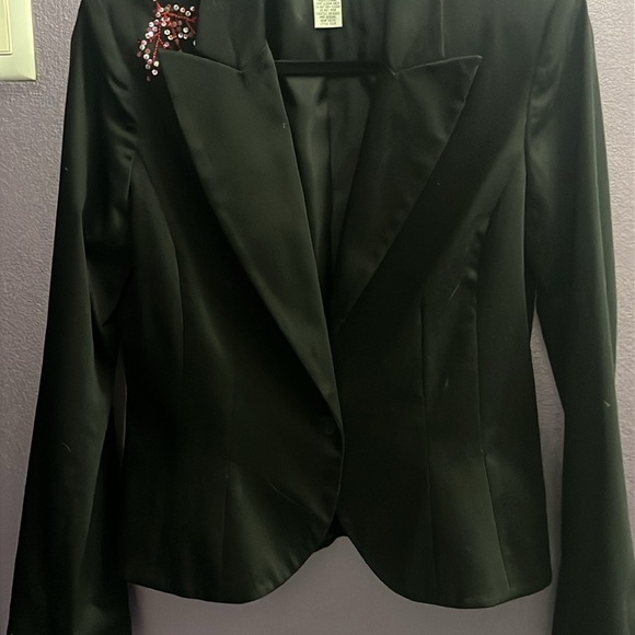 Cache Black red beaded sequin embroidered pant suit long sleeve jacket vintage - Picture 6 of 7